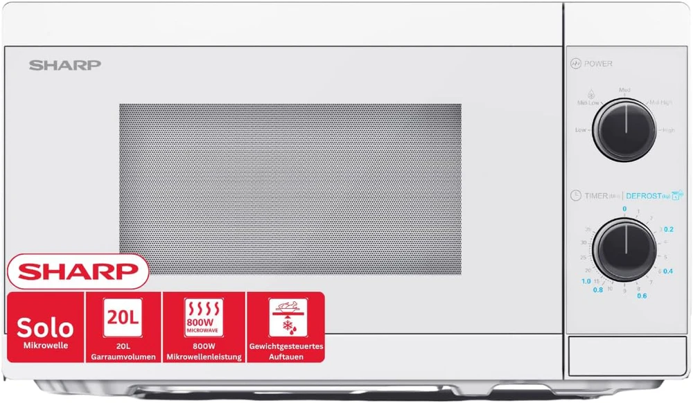 Sharp Aštrus | Mikrobangų krosnelė | YC-MS01E-C | Laisvai stovintis | 20 L | 800 W | Baltas