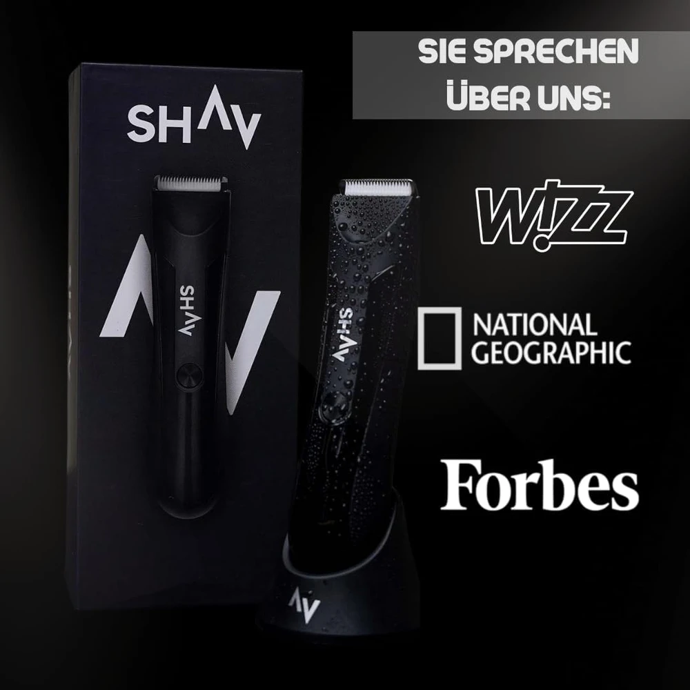 Shav kūno ir intymių zonų vandeniui atspari vyriška skutimosi mašinėlė su keraminėmis geležtėmis ir USB-C įkrovimu