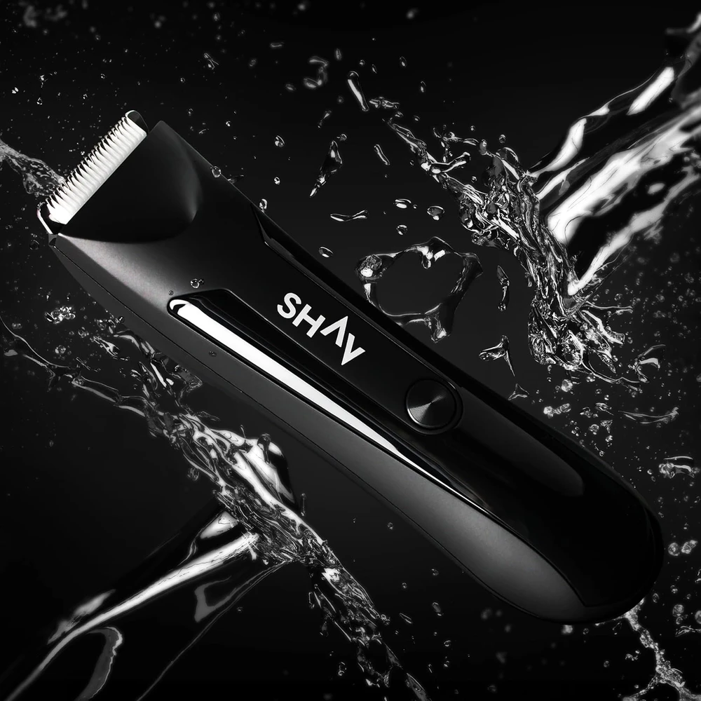 Shav kūno ir intymių zonų vandeniui atspari vyriška skutimosi mašinėlė su keraminėmis geležtėmis ir USB-C įkrovimu