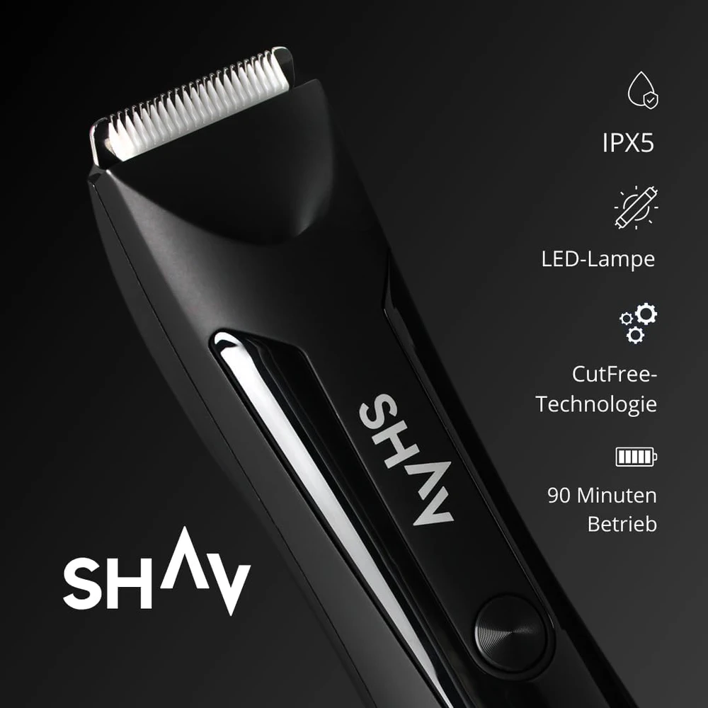 Shav kūno ir intymių zonų vandeniui atspari vyriška skutimosi mašinėlė su keraminėmis geležtėmis ir USB-C įkrovimu
