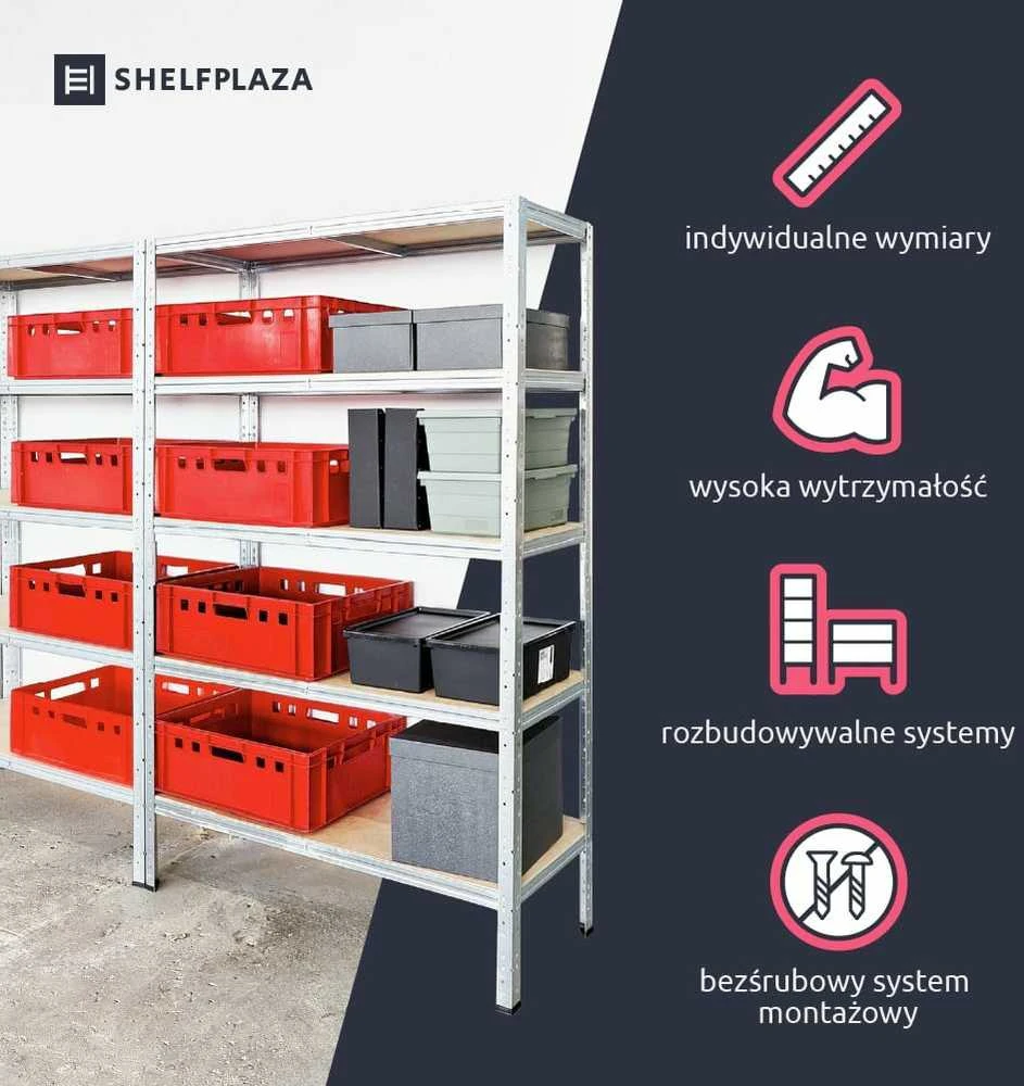 shelfplaza metalinė lentyna 200 x 60 x 50 cm, 5 lentynos, 175 kg apkrova vienai lentynai, ocinkuota