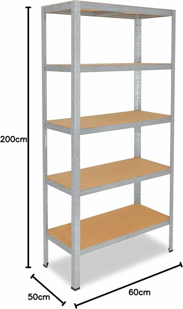 shelfplaza metalinė lentyna 200 x 60 x 50 cm, 5 lentynos, 175 kg apkrova vienai lentynai, ocinkuota