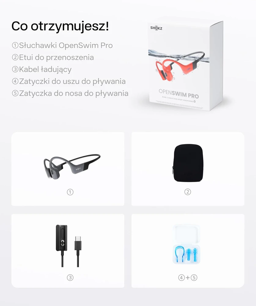 SHOKZ atviros ausies ausinės su kauliniu perdavimu, Bluetooth 5.4, IP68, 32 GB MP3