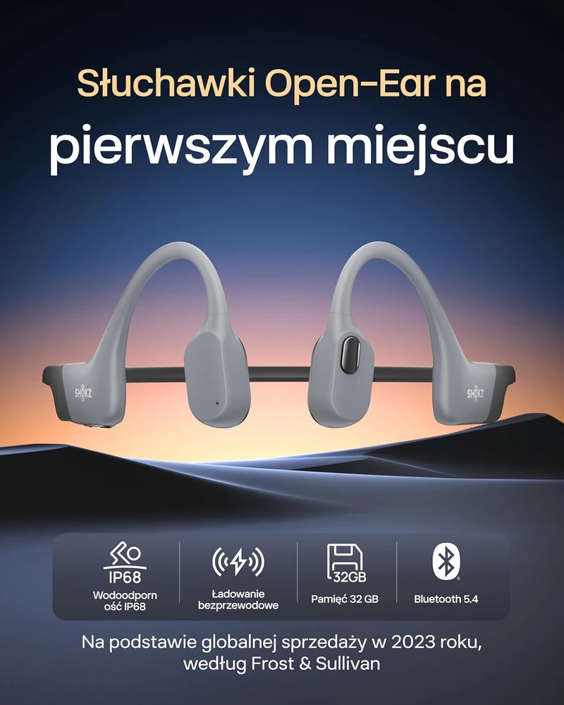 SHOKZ atviros ausies ausinės su kauliniu perdavimu, Bluetooth 5.4, IP68, 32 GB MP3