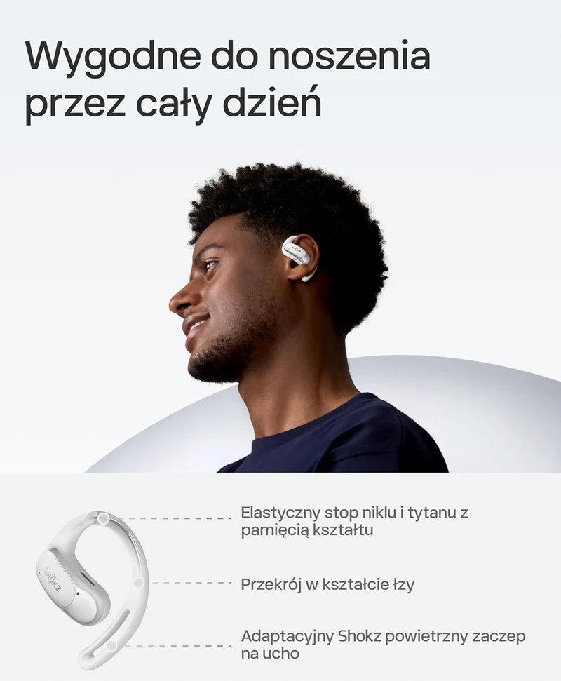 SHOKZ atviros ausies belaidės Bluetooth ausinės su mikrofonu, IP54, 28h veikimo laikas, T511