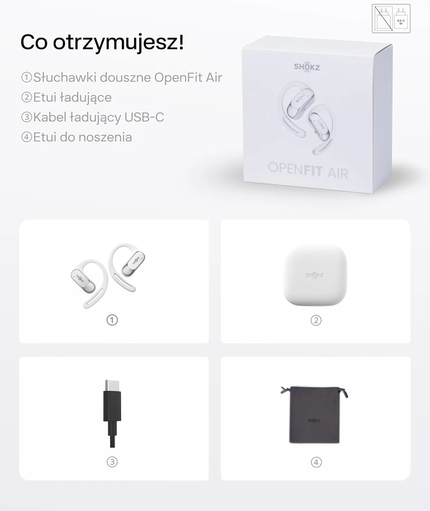 SHOKZ atviros ausies belaidės Bluetooth ausinės su mikrofonu, IP54, 28h veikimo laikas, T511