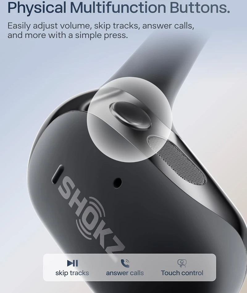 Shokz atviros ausinės OpenFit 2+ su Dolby Audio, Bluetooth 5.4, mikrofonu, juodos