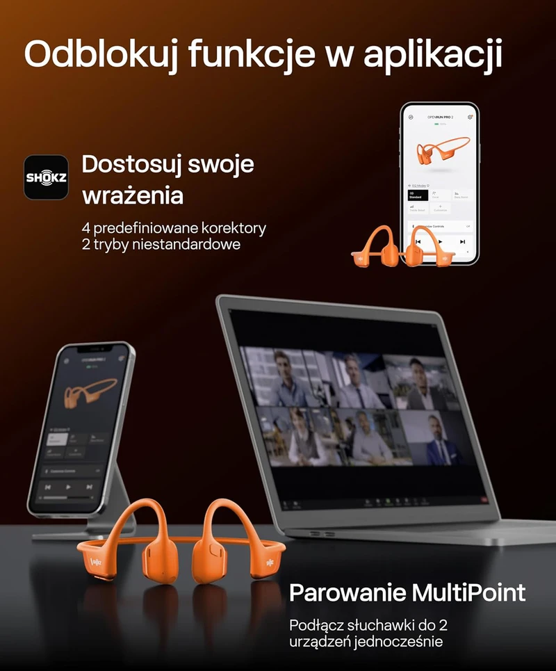 Ausinės Shokz OpenRun Pro2, Oranžinės spalvos
