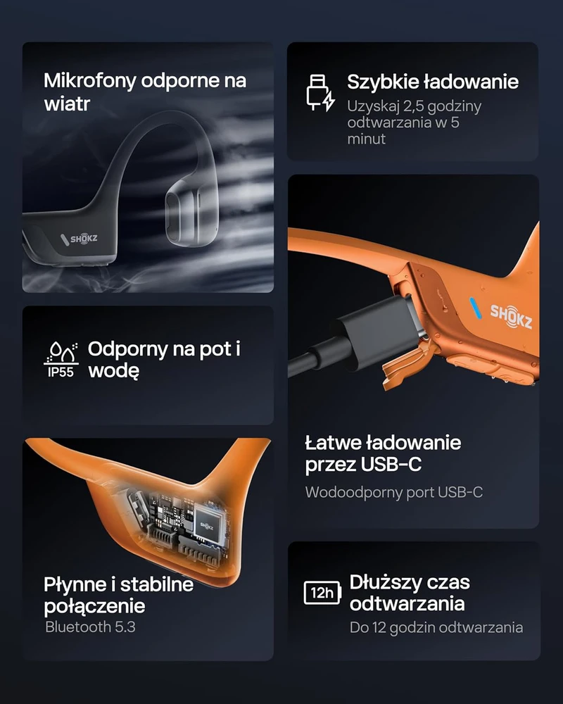 Ausinės Shokz OpenRun Pro2, Oranžinės spalvos