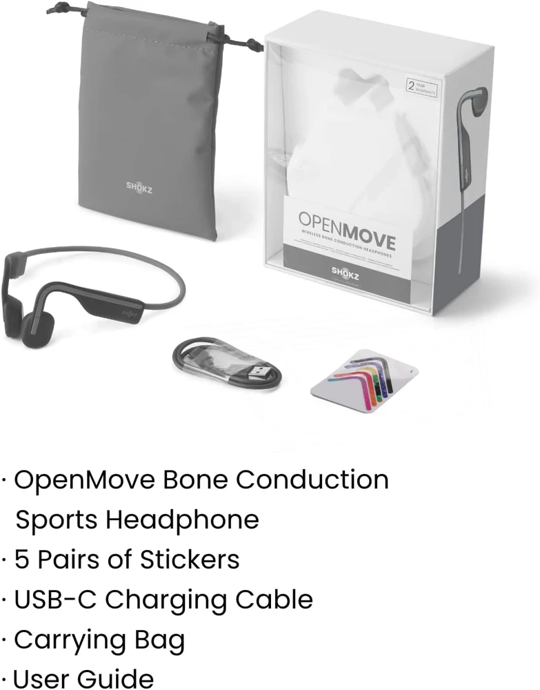 SHOKZ atviros ausinės su kauliniu garso perdavimu, Bluetooth 5.1, 6 val. baterija, OpenMove S661, pilkos