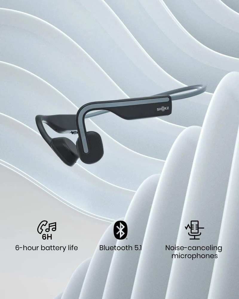 SHOKZ atviros ausinės su kauliniu garso perdavimu, Bluetooth 5.1, 6 val. baterija, OpenMove S661, pilkos