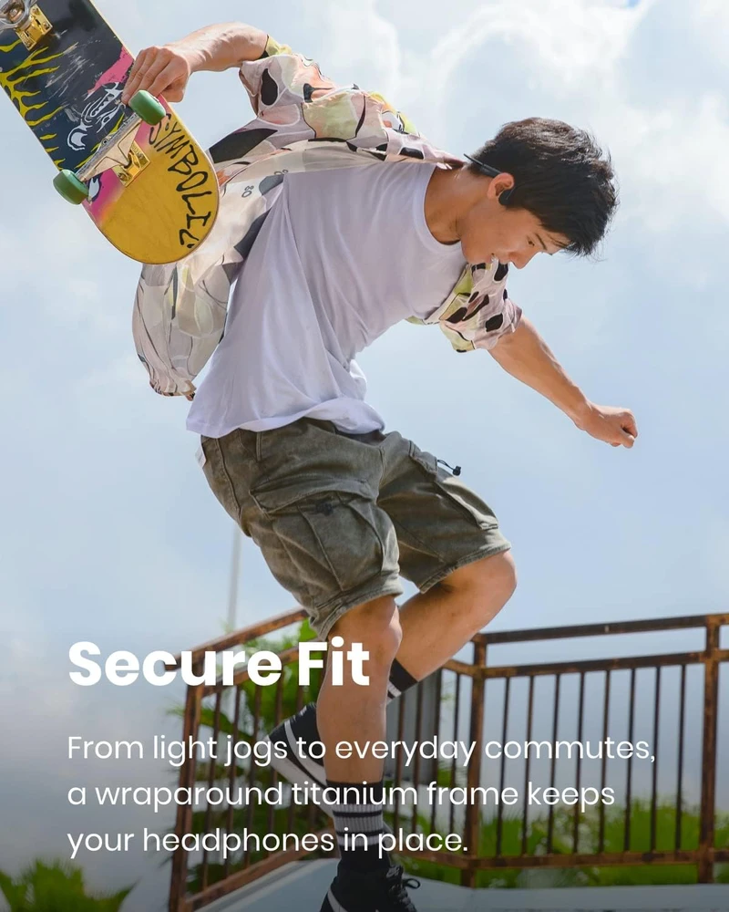 SHOKZ atviros ausinės su kauliniu garso perdavimu, Bluetooth 5.1, 6 val. baterija, OpenMove S661, pilkos