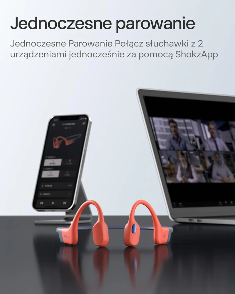 SHOKZ atviros ausinės su kaulų vibracija, Bluetooth 5.4, IP68, MP3 32GB, OpenSwim Pro S711, raudonos