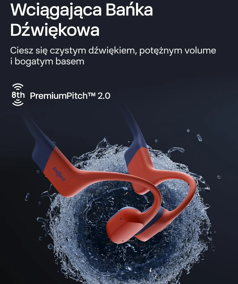 SHOKZ atviros ausinės su kaulų vibracija, Bluetooth 5.4, IP68, MP3 32GB, OpenSwim Pro S711, raudonos