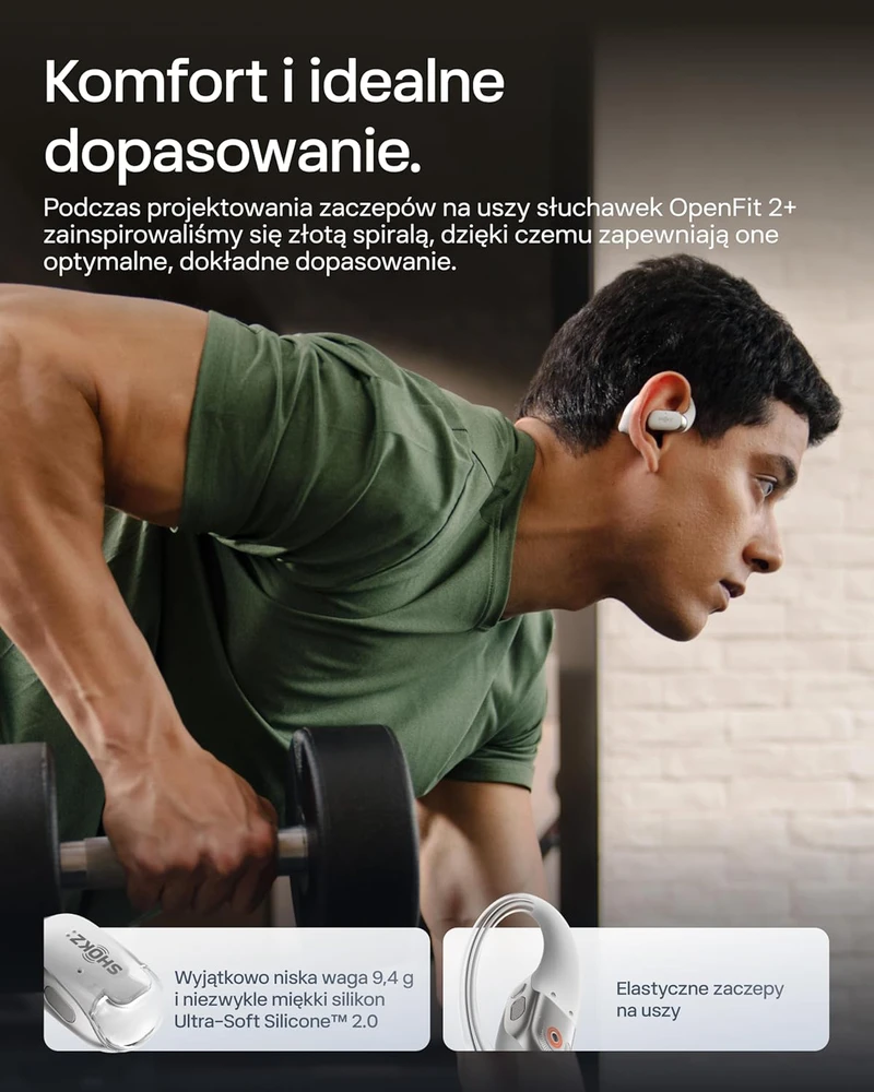 Shokz OpenFit 2+ ausinės su kaulų laidumo technologija ir „Dolby Audio“, pilkos