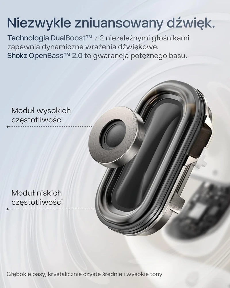 Shokz OpenFit 2+ ausinės su kaulų laidumo technologija ir „Dolby Audio“, pilkos