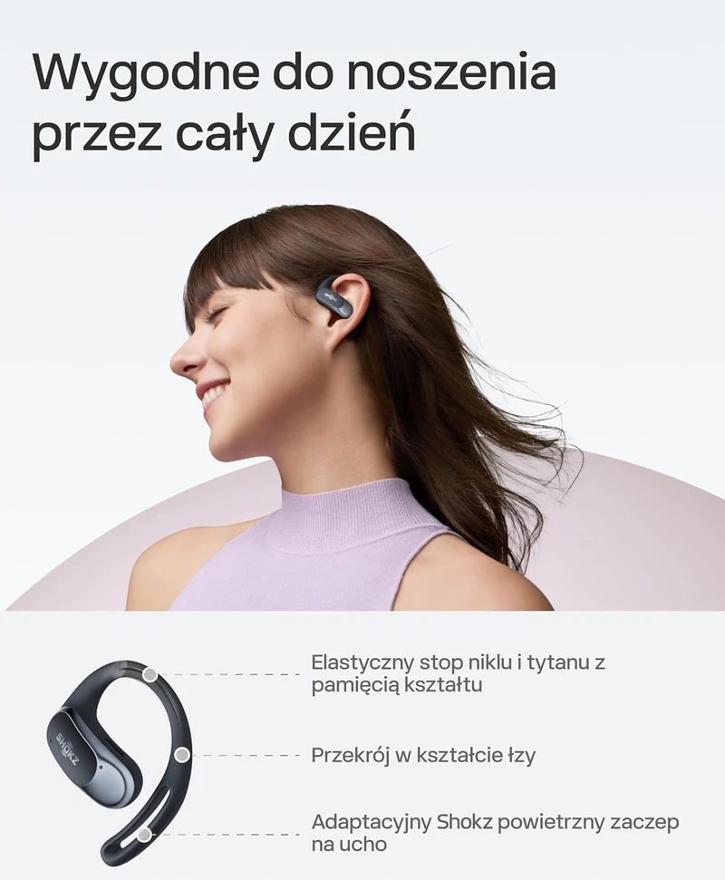 SHOKZ atviros konstrukcijos belaidės ausinės OpenFit Air, Bluetooth, mikrofonas, IP54, T511