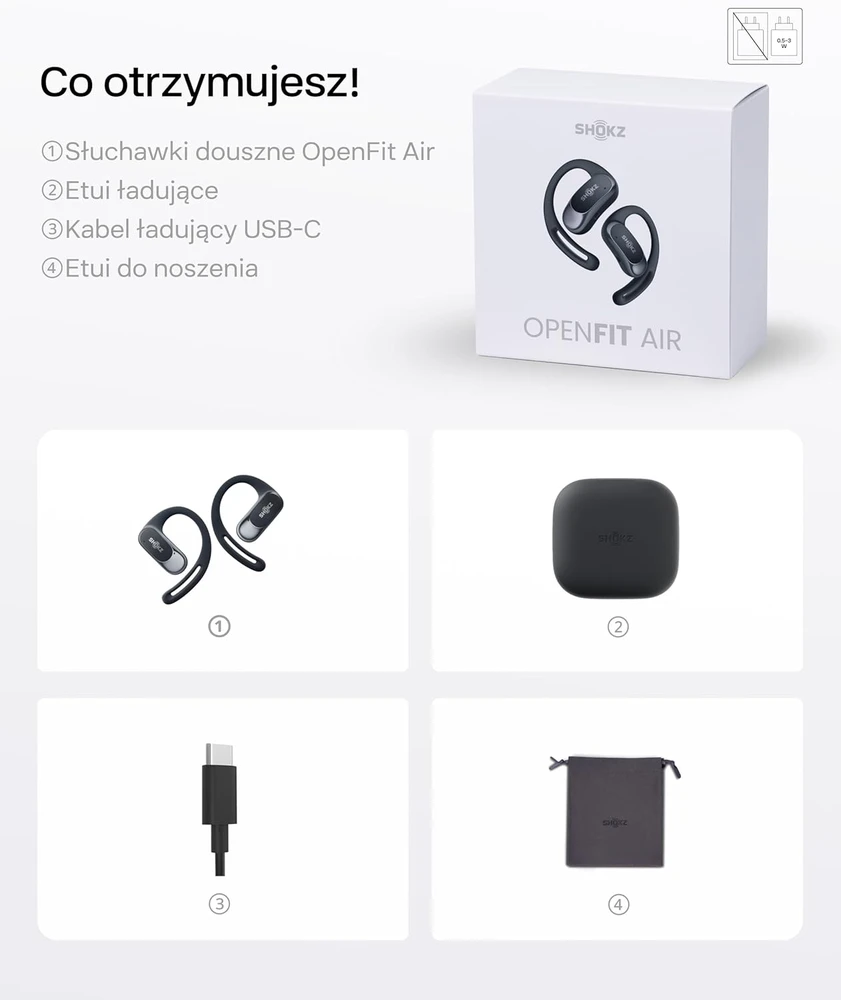 SHOKZ atviros konstrukcijos belaidės ausinės OpenFit Air, Bluetooth, mikrofonas, IP54, T511