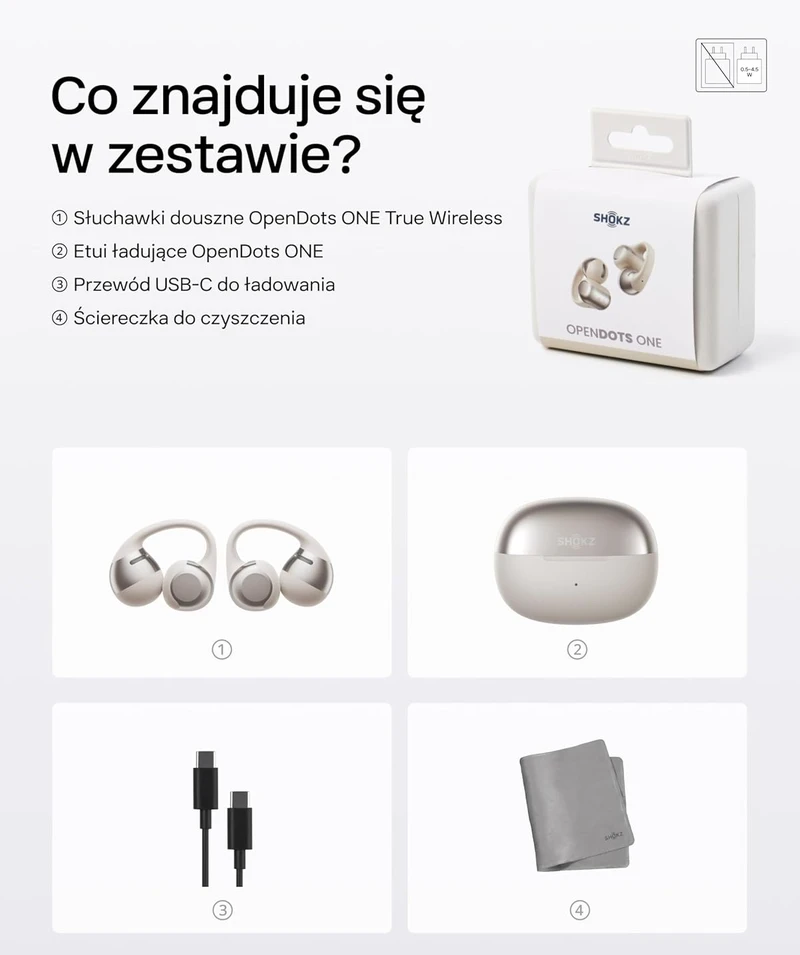 SHOKZ belaidės atviros ausinės su Dolby Audio, Bluetooth 5.4, 40 val. veikimas, OpenDots ONE