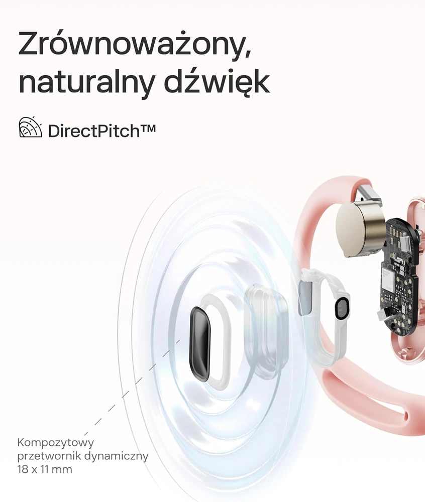 SHOKZ belaidės atviros ausų ausinės su mikrofonu, Bluetooth 5.2, IP54, OpenFit Air, rožinės
