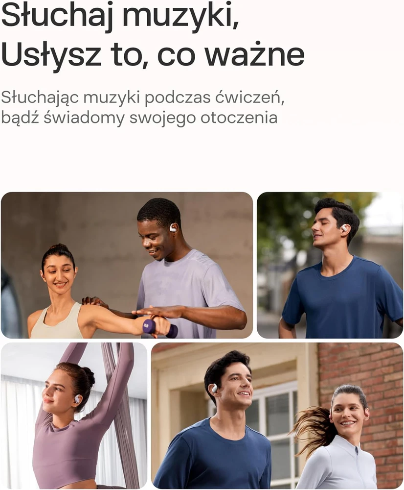 SHOKZ belaidės atviros ausų ausinės su mikrofonu, Bluetooth 5.2, IP54, OpenFit Air, rožinės
