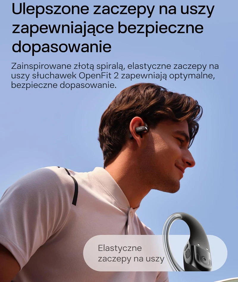 SHOKZ OpenFit 2 belaidės atviros ausies ausinės su mikrofonu, Bluetooth 5.0, IP55, juodos