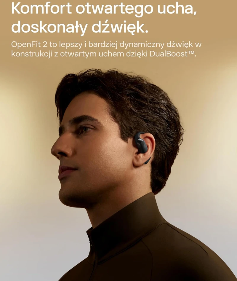 SHOKZ OpenFit 2 belaidės atviros ausies ausinės su mikrofonu, Bluetooth 5.0, IP55, juodos