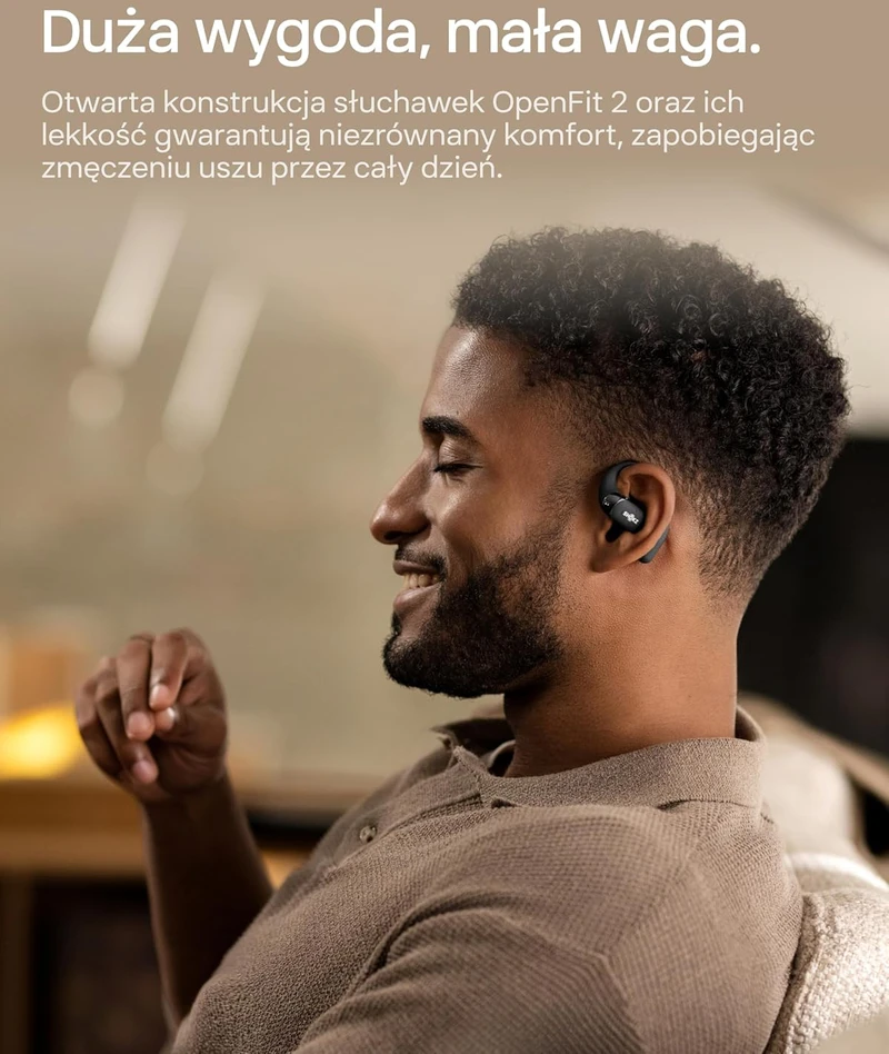SHOKZ OpenFit 2 belaidės atviros ausies ausinės su mikrofonu, Bluetooth 5.0, IP55, juodos
