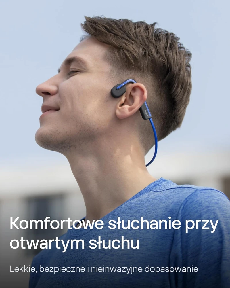 SHOKZ OpenMove kaulinio laidumo belaidės ausinės su Bluetooth 5.1, atviros konstrukcijos, mėlynos, S661