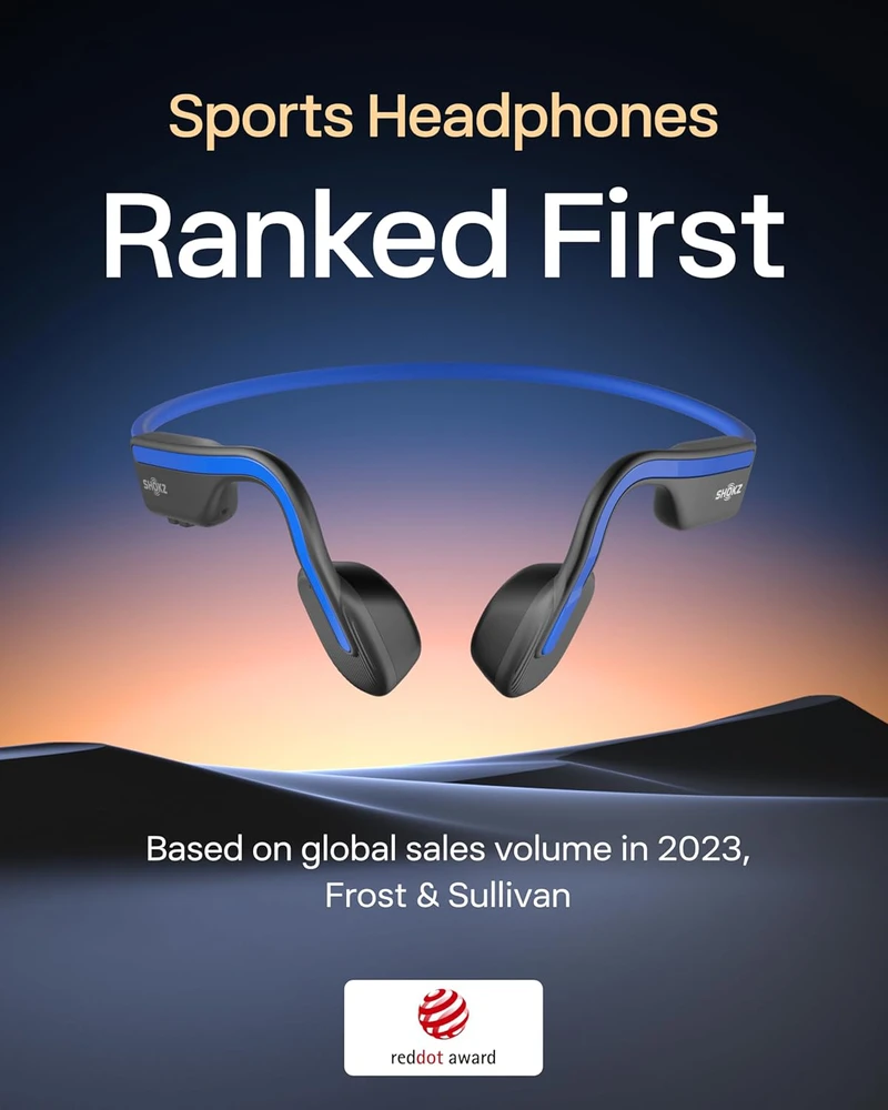 SHOKZ OpenMove kaulinio laidumo belaidės ausinės su Bluetooth 5.1, atviros konstrukcijos, mėlynos, S661
