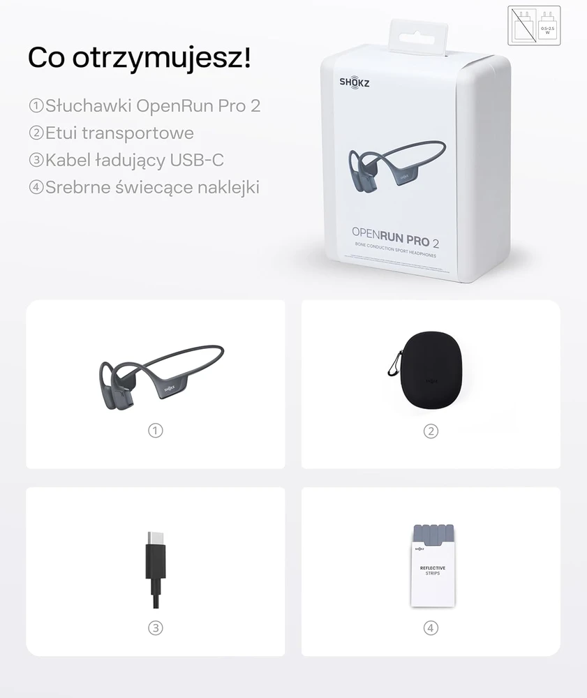 SHOKZ sportinės ausinės OpenRun Pro 2, kaulų laidumo, Bluetooth 5.3, mikrofonas, IP55, 12h veikimo, juodos