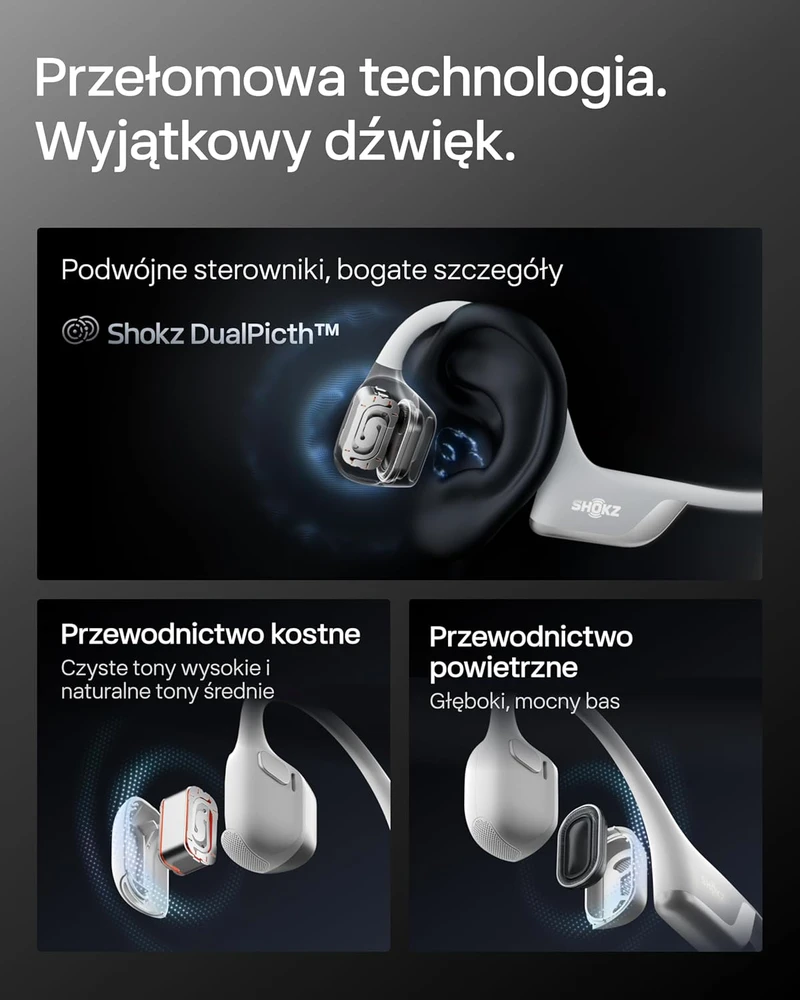 Aftershokz Shokz sportinės ausinės OpenRun Pro 2 su kaulų laidumo technologija, Bluetooth 5.3, mikrofonu ir IP55