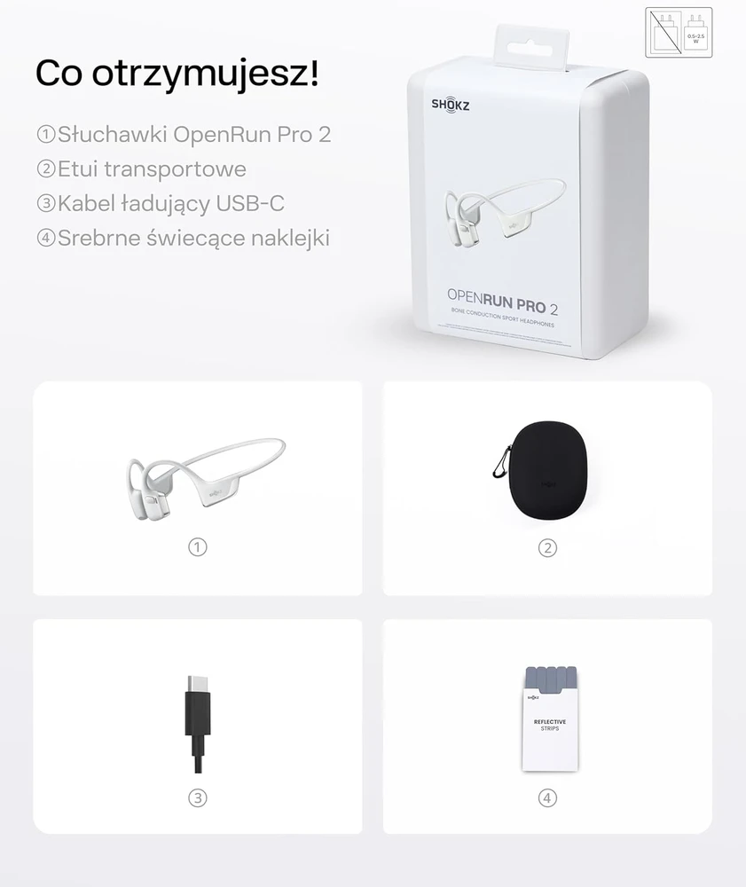 Aftershokz Shokz sportinės ausinės OpenRun Pro 2 su kaulų laidumo technologija, Bluetooth 5.3, mikrofonu ir IP55