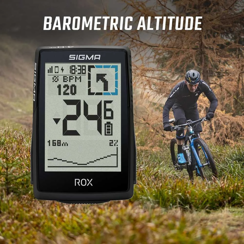 Sigma GPS dviračio kompiuteris su aukščio matuokliu, 2,4 colių LCD, Bluetooth, ROX 4,0 SE