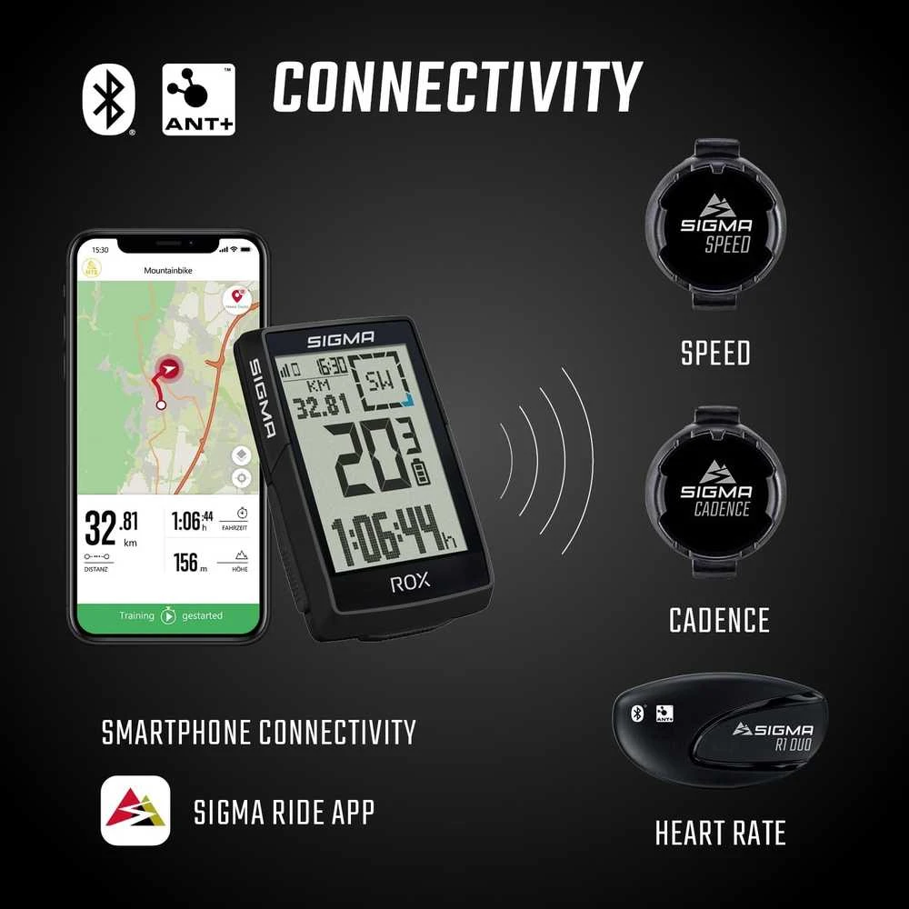 Sigma GPS dviračio kompiuteris su aukščio matuokliu, 2,4 colių LCD, Bluetooth, ROX 4,0 SE