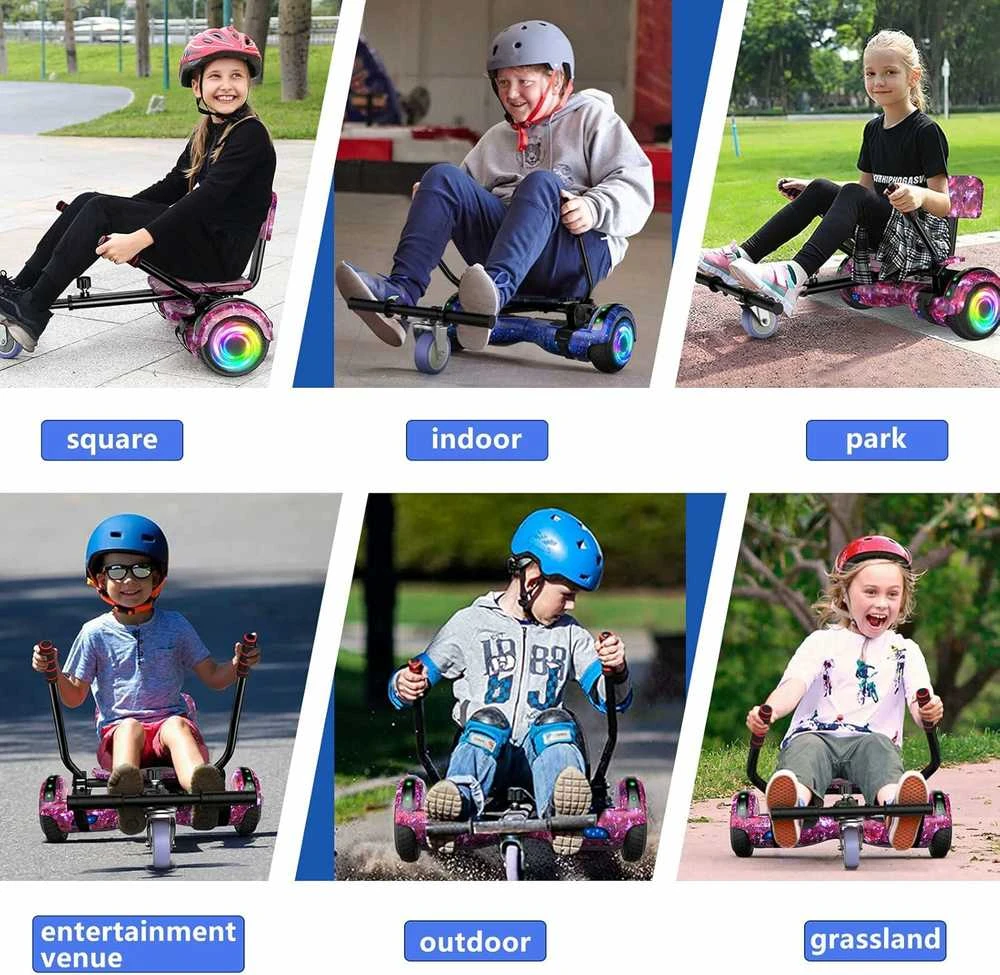SISIGAD elektrinė riedlentė su GoKart priedu ir LED, 6,5 colių, vaikams