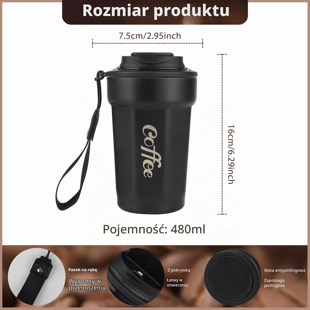 Sitayakuma termopuodelis 480 ml iš nerūdijančiojo plieno CT-EM-CafeCup-Hei