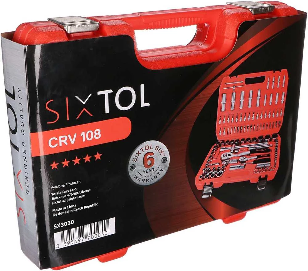 SIXTOL įrankių rinkinys 108 vnt. CrV plieno, mechaninis, metalinėje lagamino dėžėje SX3030