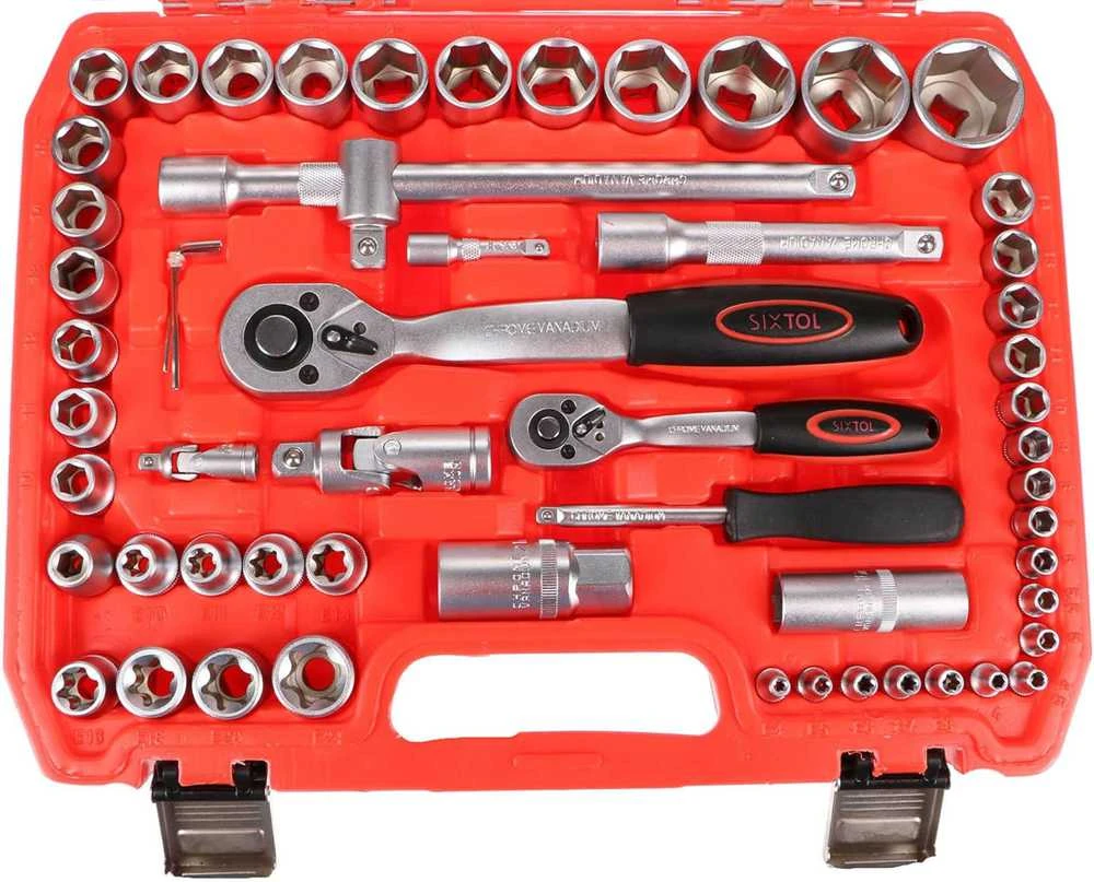 SIXTOL įrankių rinkinys 108 vnt. CrV plieno, mechaninis, metalinėje lagamino dėžėje SX3030
