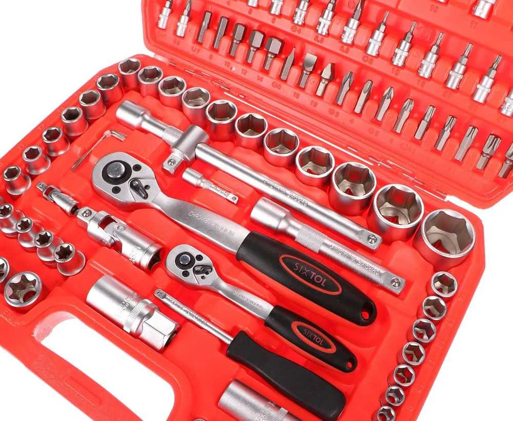 SIXTOL įrankių rinkinys 108 vnt. CrV plieno, mechaninis, metalinėje lagamino dėžėje SX3030