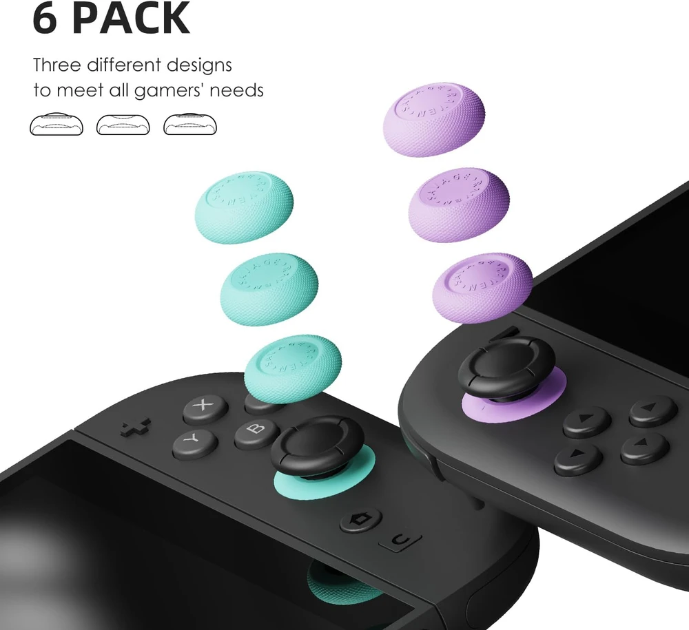 Skull & Co. Nintendo Switch 2 Joy-Con nykščių svirtelių antgaliai, 3 poros, NS2TG-BK