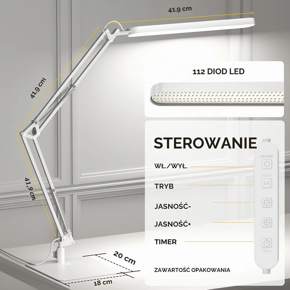 SKYLEO LED stalinė lempa 12 W, 1300 lm, reguliuojama, balta, A018