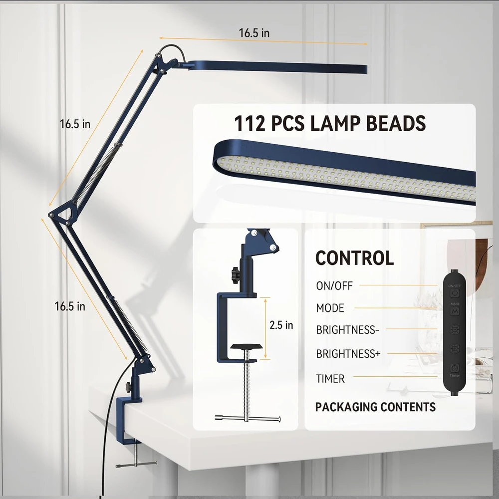 SKYLEO LED stalinė lempa su spaustuku, 12 W, 5 spalviniai režimai, A018