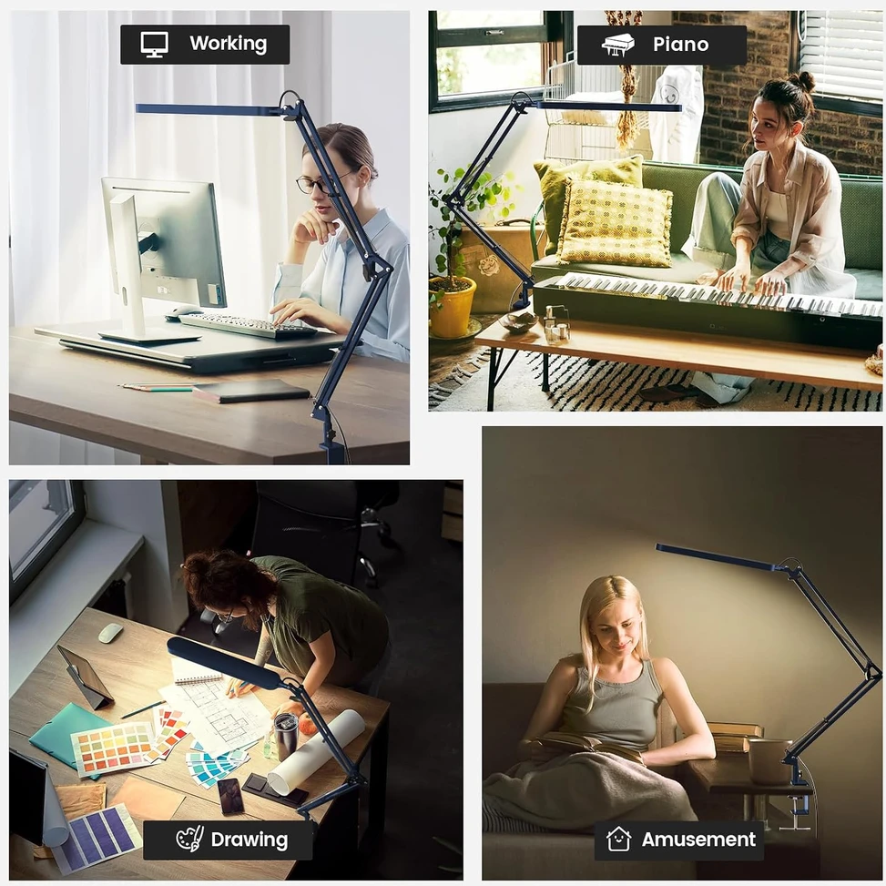 SKYLEO LED stalinė lempa su spaustuku, 12 W, 5 spalviniai režimai, A018
