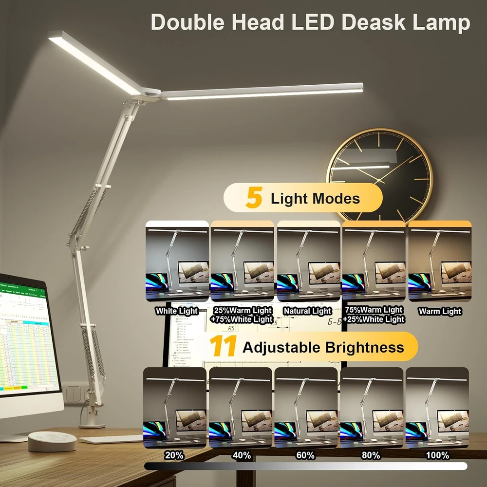 SKYLEO LED stalinė lempa su spaustuku, 24 W, 2400 lm, nuotolinio valdymo pultu, B002