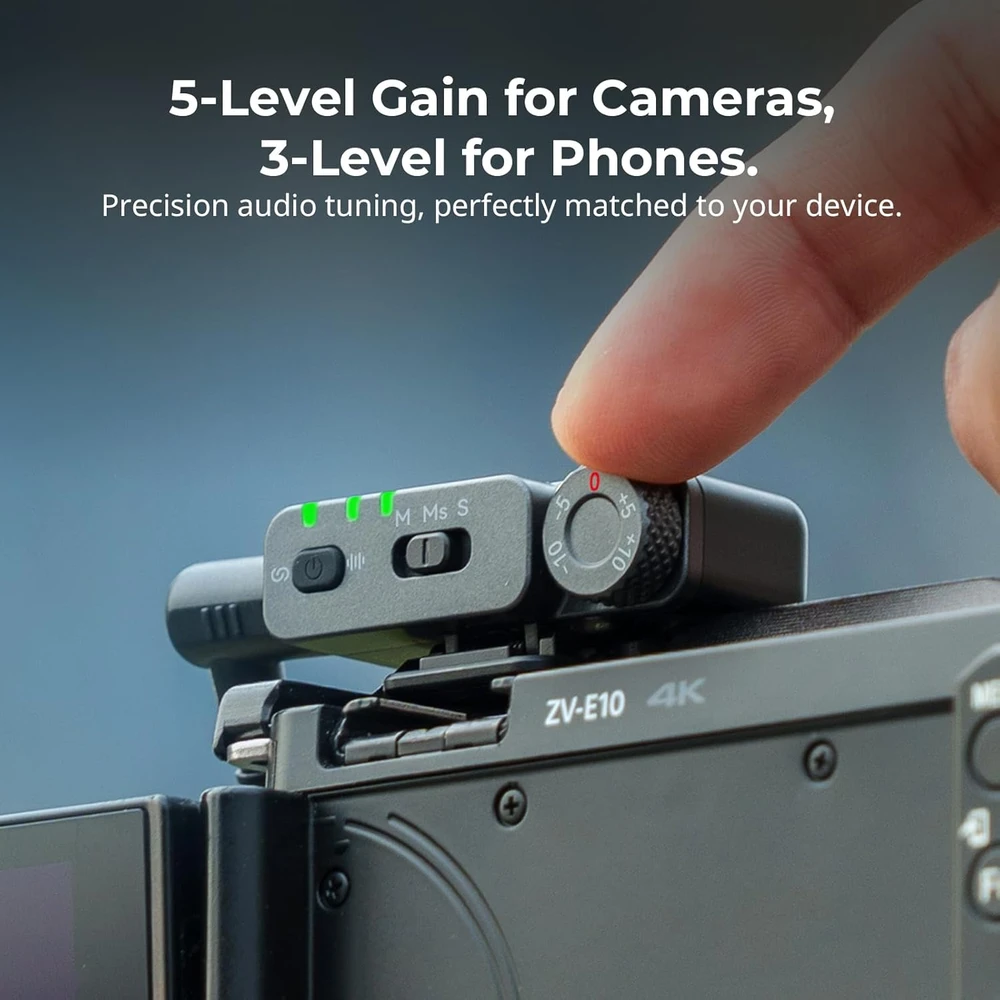 SmallRig belaidis mikrofonas S70 su USB-C ir 3,5 mm sąsajomis, vloggingui, redukcija, 48 kHz 24 bit