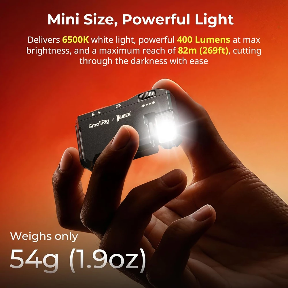 SmallRig įkraunama mini LED žibintuvėlis EDC, 400 lm, IP65, magnetinis pagrindas, 5710