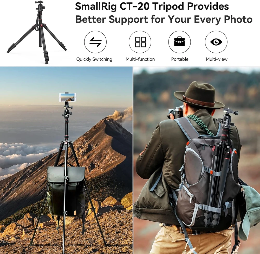 SmallRig Selection fotoaparato trikojis 200 cm, monopodis, rutulinė galvutė, aliuminio-magnio korpusas, 3474-SS
