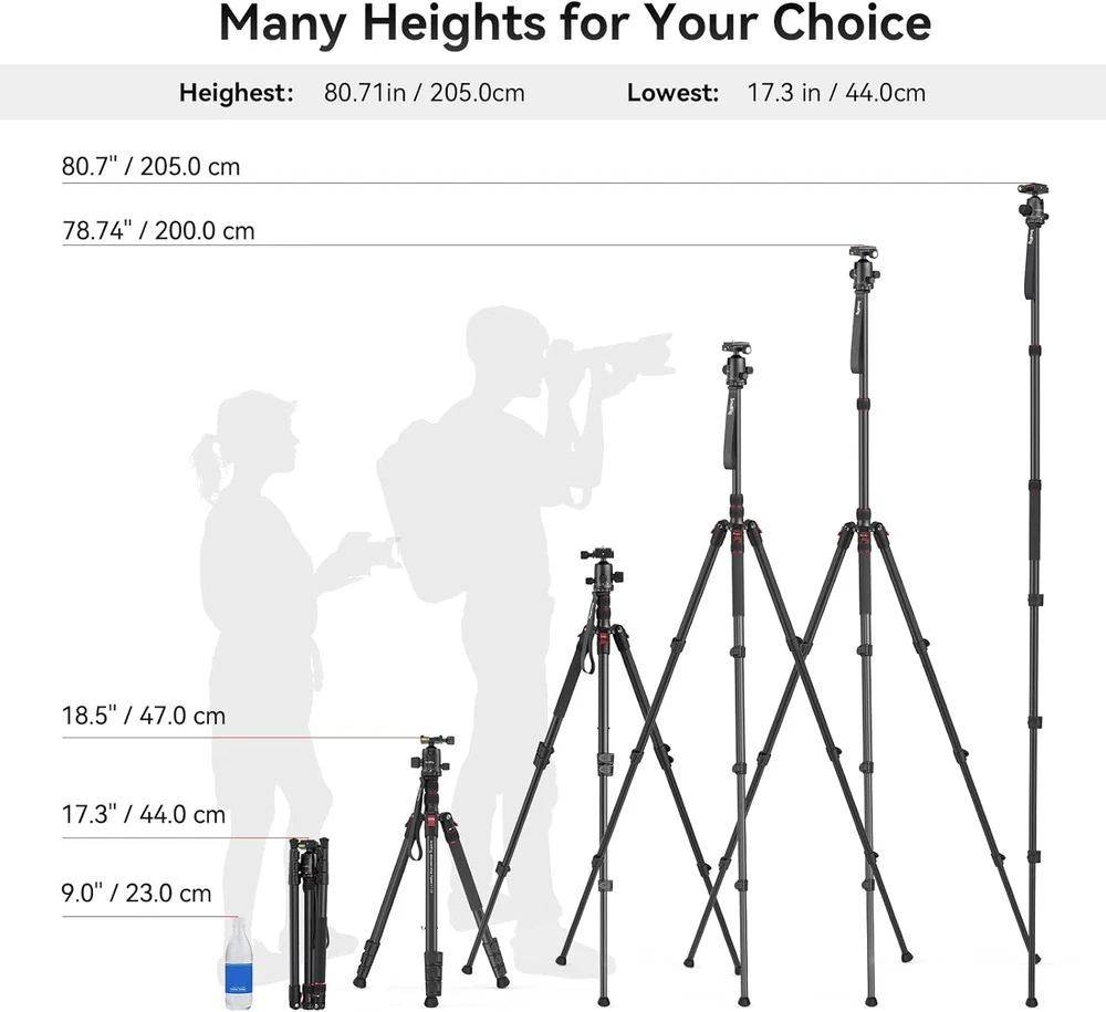 SmallRig Selection fotoaparato trikojis 200 cm, monopodis, rutulinė galvutė, aliuminio-magnio korpusas, 3474-SS