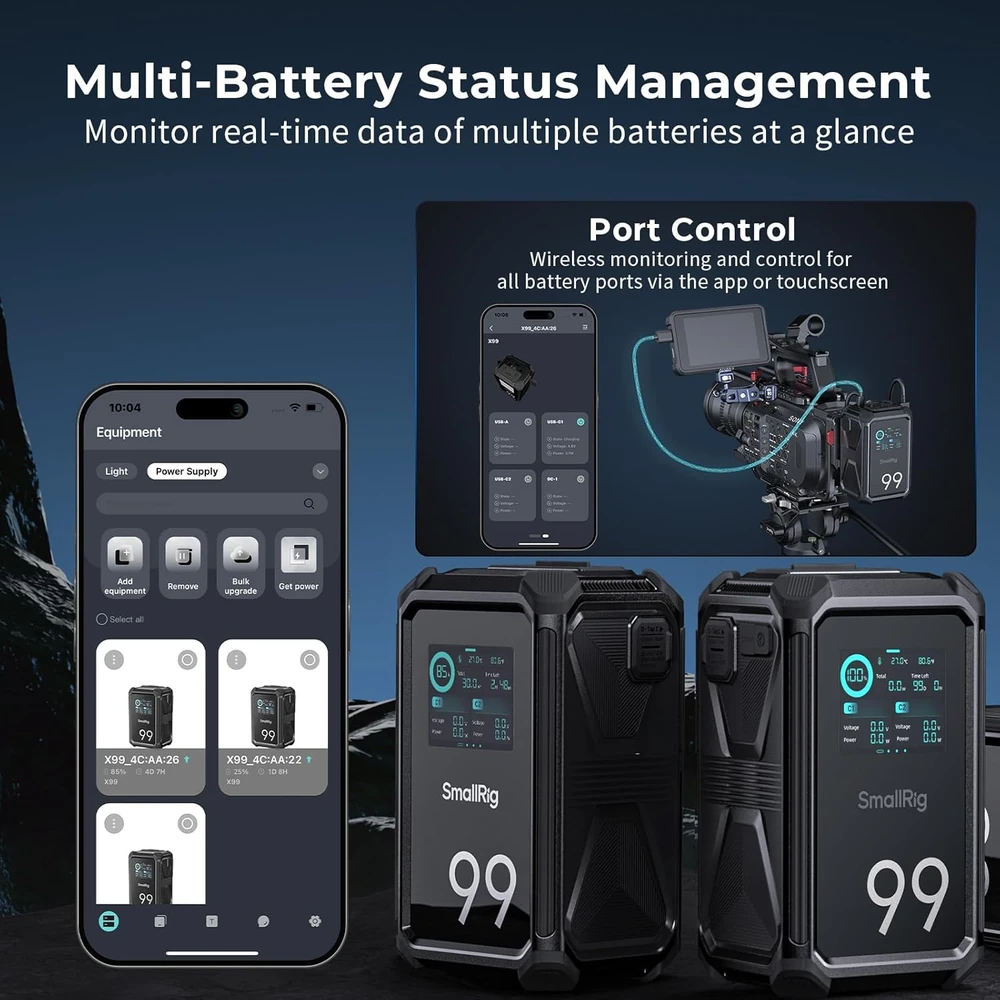 SmallRig V-Mount akumuliatorius 99 Wh 6800 mAh 100 W su USB-C PD 3.0 X99